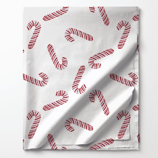 Watercolor Candy Cane Christmas Fabric