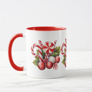 Watercolor candy cane Christmas Mug