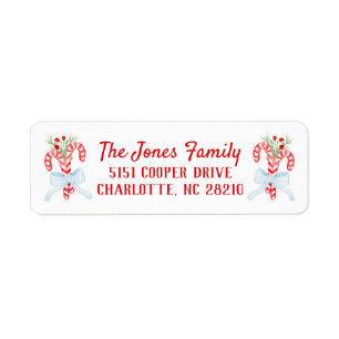 Watercolor Candy Cane, Christmas Return Address Label