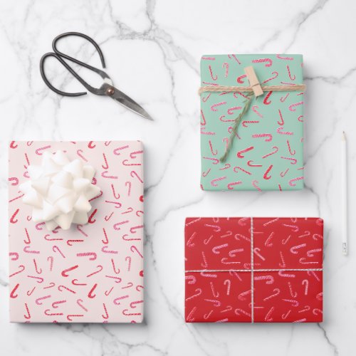 Watercolor Candy Cane Christmas  Wrapping Paper Sheets