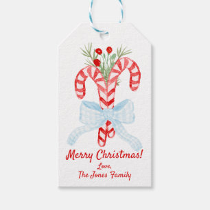 Watercolor Candy Cane, Custom Christmas Gift Tags