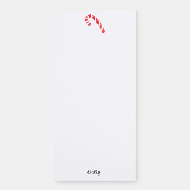 Watercolor Candy Cane Magnetic Notepad (Front)