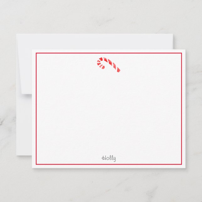 Watercolor Candy Cane Note Card (Front)