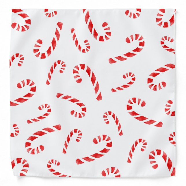 Watercolor Candy Cane Pattern Bandana (Front)