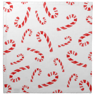 Watercolor Candy Cane Pattern Cloth Napkin