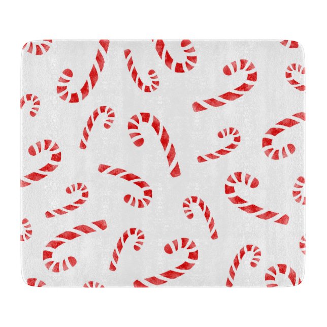Watercolor Candy Cane Pattern Cutting Board (Front)