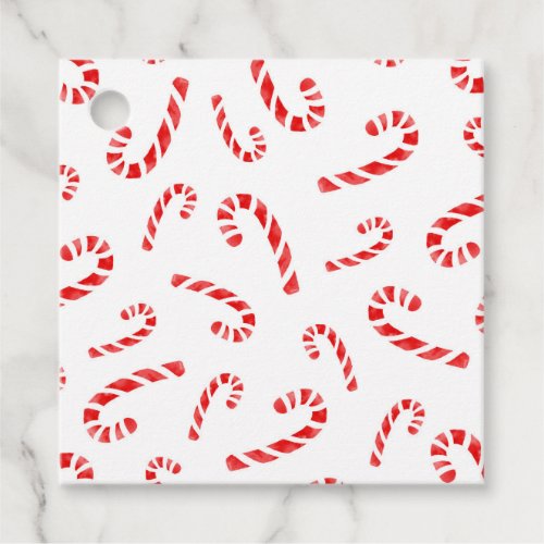 Watercolor Candy Cane Pattern  Favor Tags