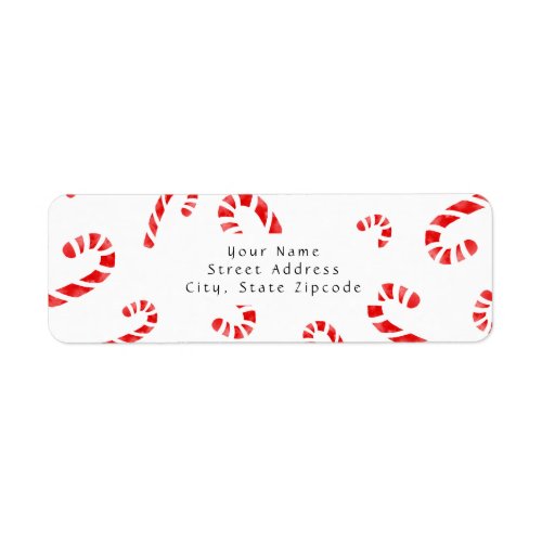 Watercolor Candy Cane Pattern Label