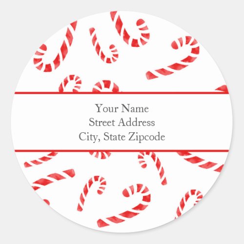 Watercolor Candy Cane Pattern Labels