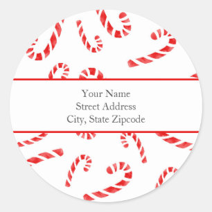 'Watercolor Candy Cane Pattern' Labels