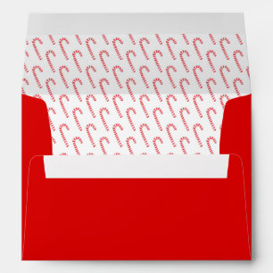 Watercolor Candy Cane Pattern Return Address Envelope