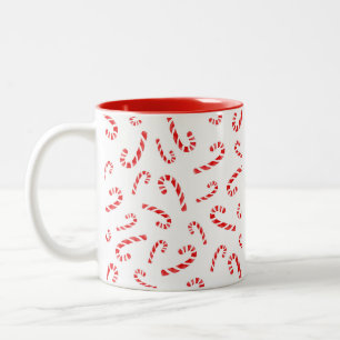 Watercolor Candy Cane Pattern Two-Tone Coffee Mug