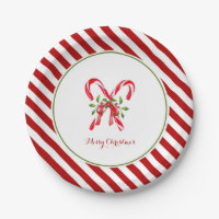 Watercolor candy cane with red & white border