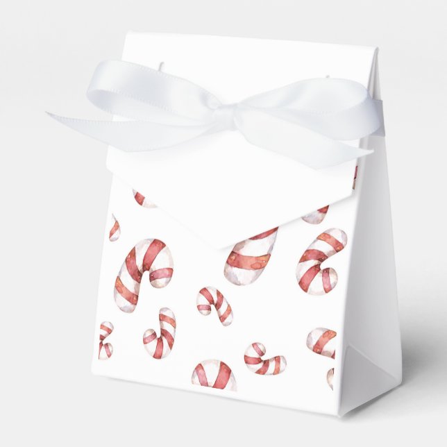 Watercolor Candy Canes Christmas  Favor Boxes (Front Side)