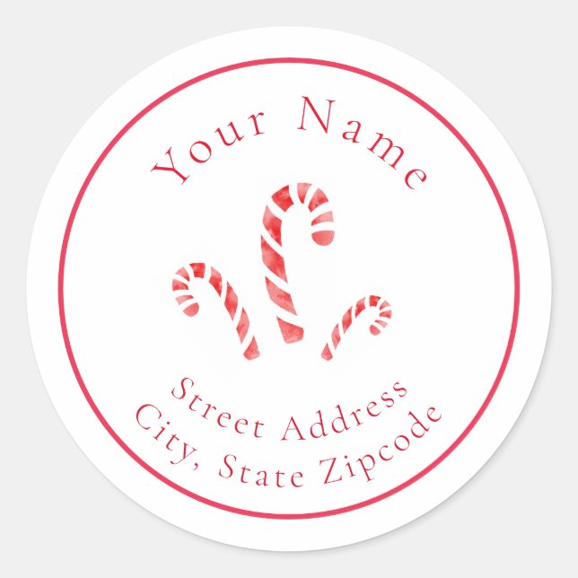 Watercolor Candy Canes Label (Front)
