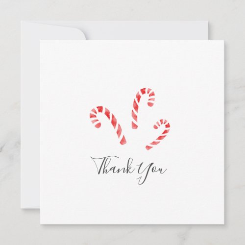 Watercolor Candy Canes Thank You Card