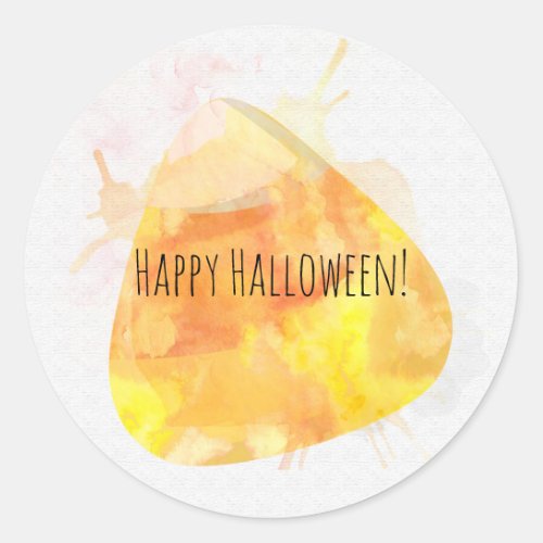 Watercolor Candy Corn Halloween Party Favor Classic Round Sticker
