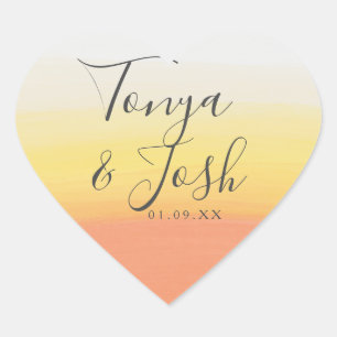 Watercolor Candy Corn Halloween Wedding Heart Sticker