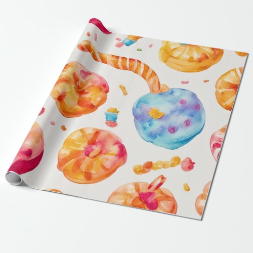 Watercolor Candy Delight Halloween sweeten delight Wrapping Paper
