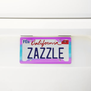 Watercolor Candy Stripes Purple & Blue License Plate Frame