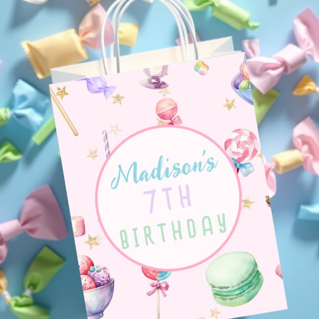Watercolor Candy Wonderland Pastel Birthday Party Medium Gift Bag (Creator Uploaded)