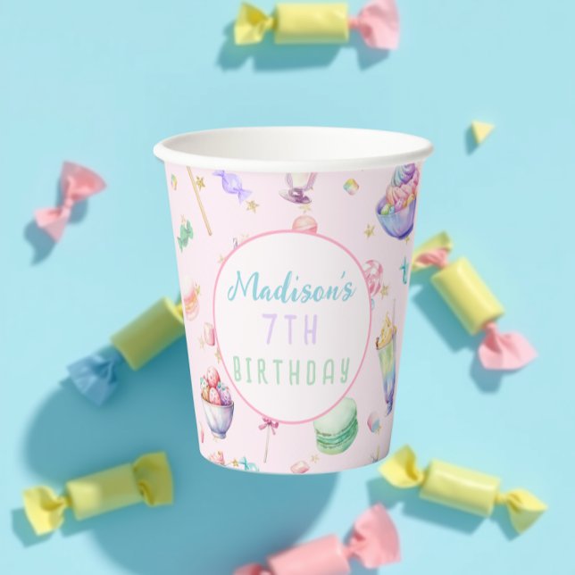 Watercolor Candy Wonderland Pastel Birthday Party Paper Cups (Creator Uploaded)