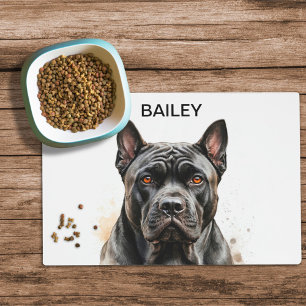 Watercolor Cane Corso Dog Food Mat