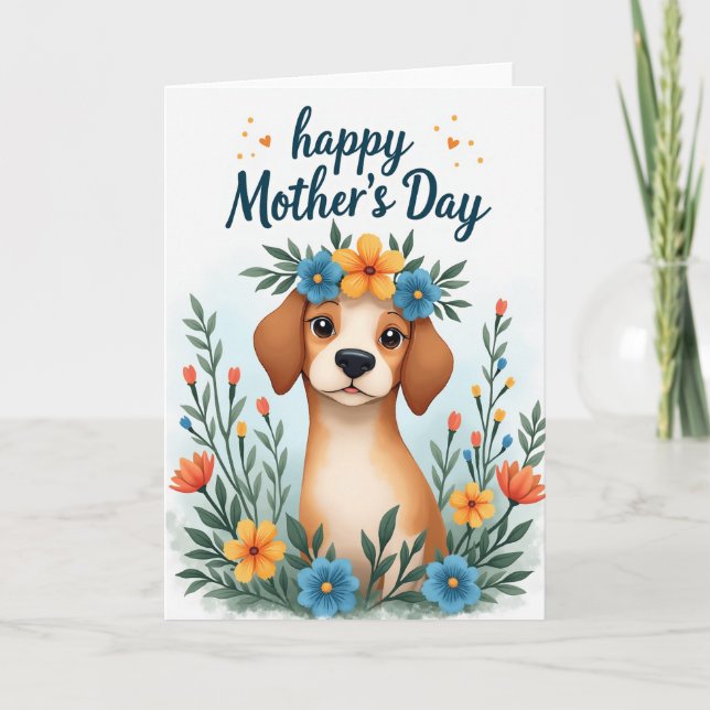 Watercolor Canine Mothers Day Card (Front)