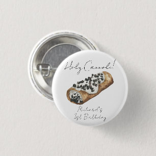 Watercolor Cannoli 1st Birthday Party Button