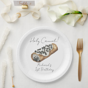 Watercolor Cannoli 1st Birthday Party Paper Plates