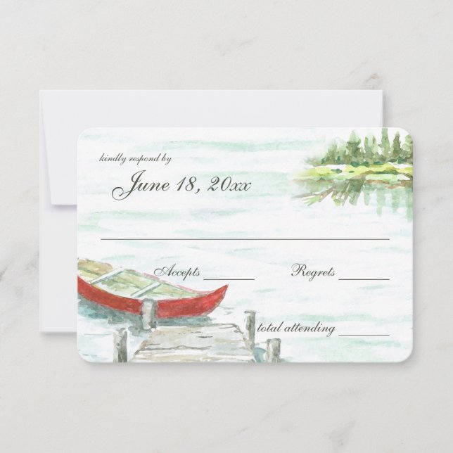 Watercolor Canoe Lake Wedding Response (Front)