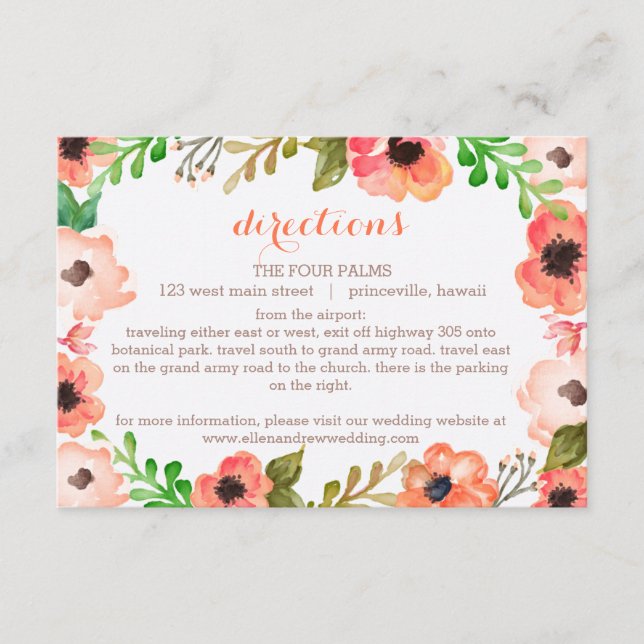 Watercolor Canopy Wedding Enclosure/Direction card (Front)