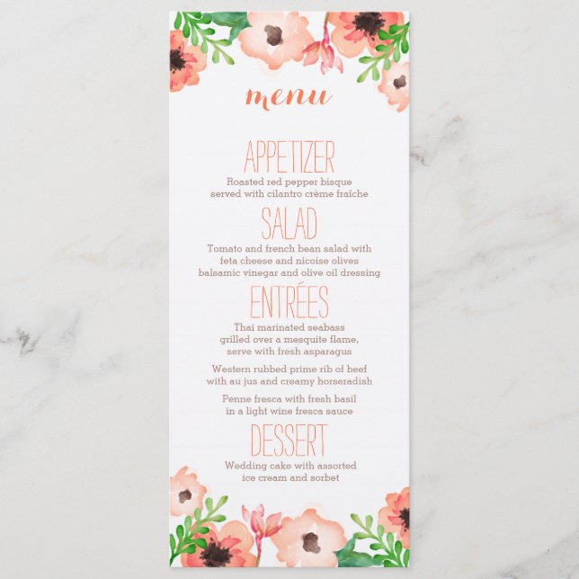 Watercolor Canopy Wedding Menu (Front)