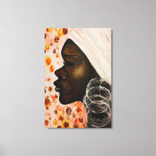 Watercolor Canvas Print African Woman Painting Art