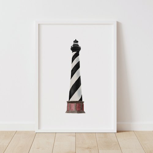 Watercolor Cape Hatteras Lighthouse Nautical Decor