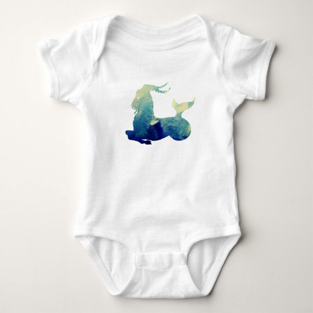 Watercolor Capricorn Sign Baby Bodysuit (Front)
