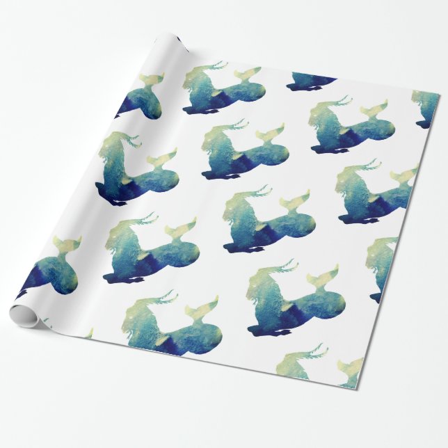 Watercolor Capricorn Sign Wrapping Paper (Unrolled)