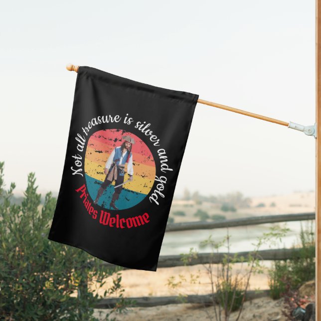 Watercolor Captain Pirate House Flag (Insitu (Back))