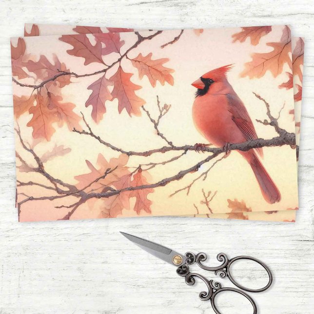 Watercolor Cardinal and Autumn Leaves Decoupage Tissue Paper (Creator Uploaded)
