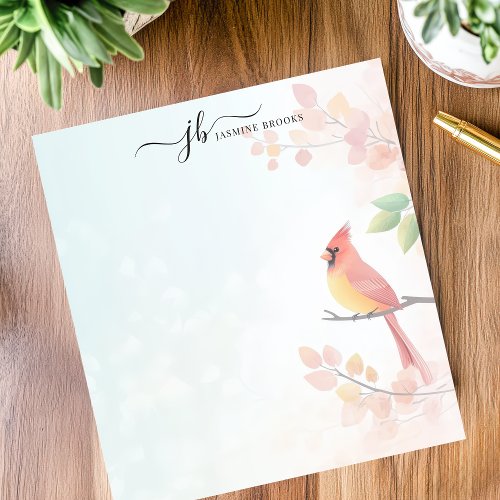 Custom Branding Supplies 10 Watercolor Cardinal Autumn Branch Personalized Notepad