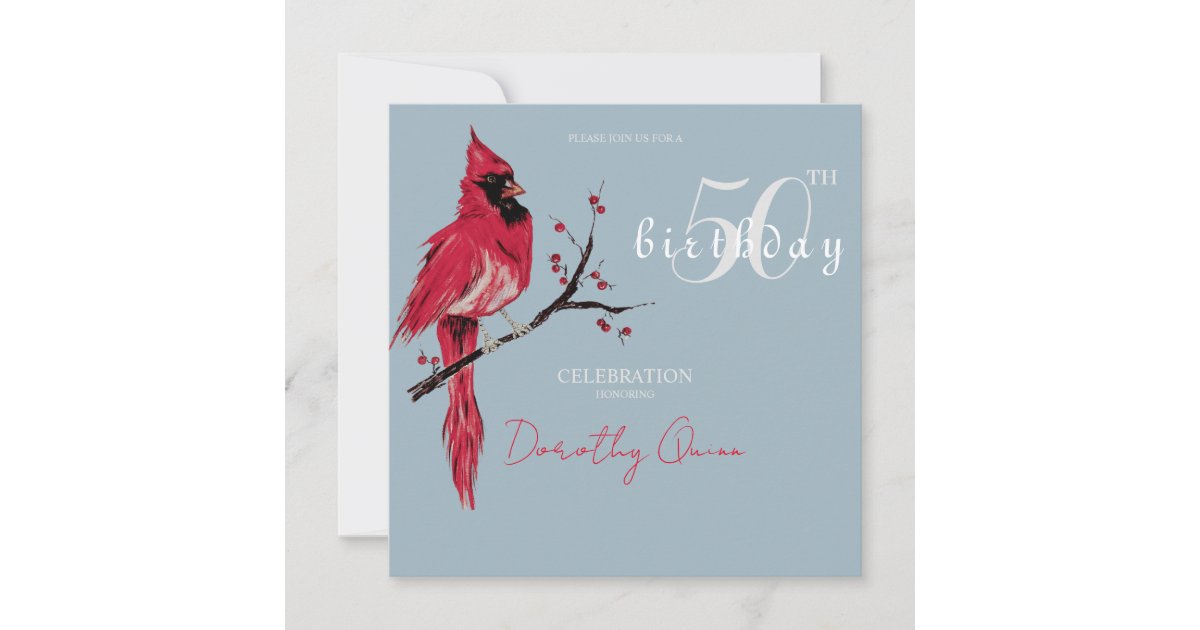 Watercolor Cardinal Birthday Party Invitation | Zazzle
