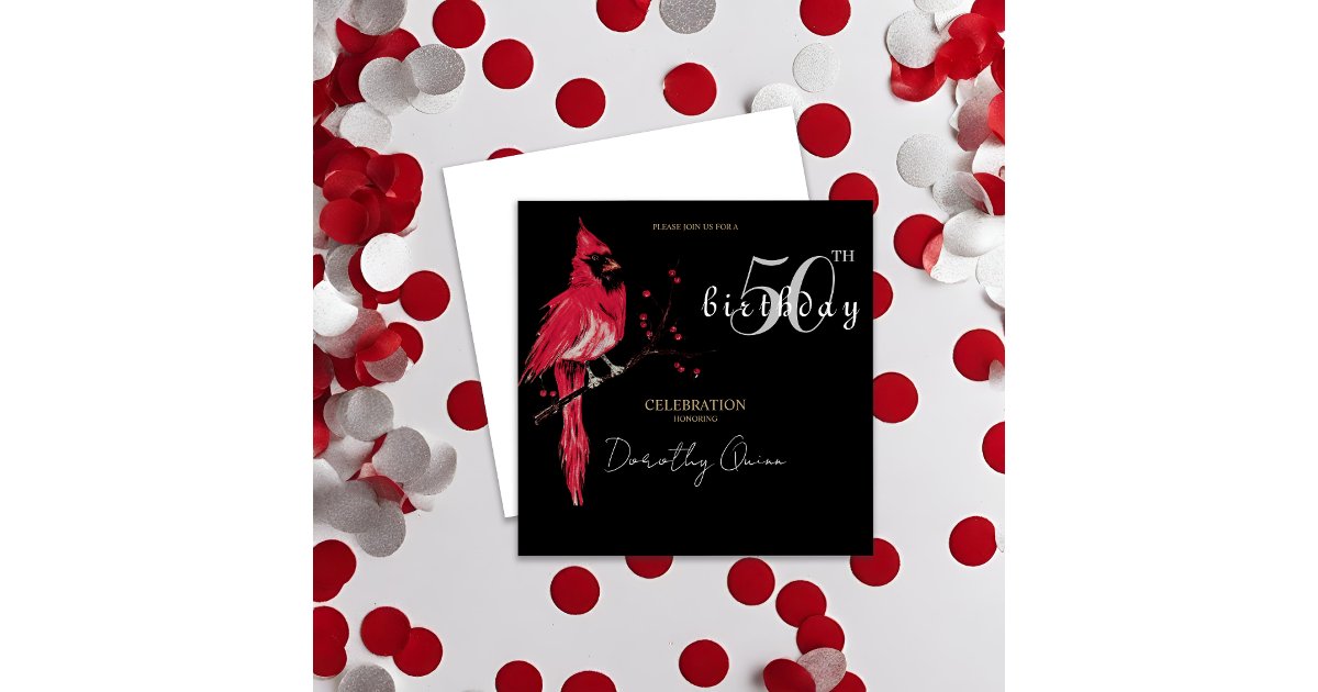 Watercolor Cardinal Birthday Party Invitation | Zazzle