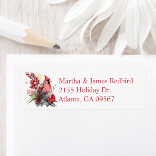 Watercolor Cardinal Christmas  Label