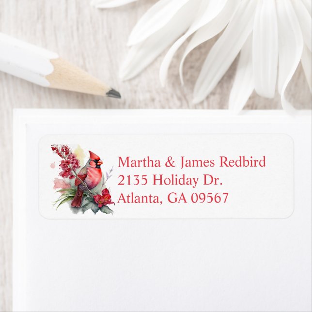 Watercolor Cardinal Christmas  Label (Insitu)