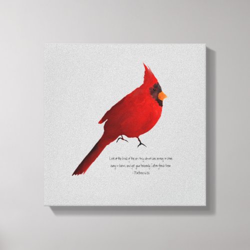 Watercolor cardinal deep dark red saturated Mathew Canvas Print