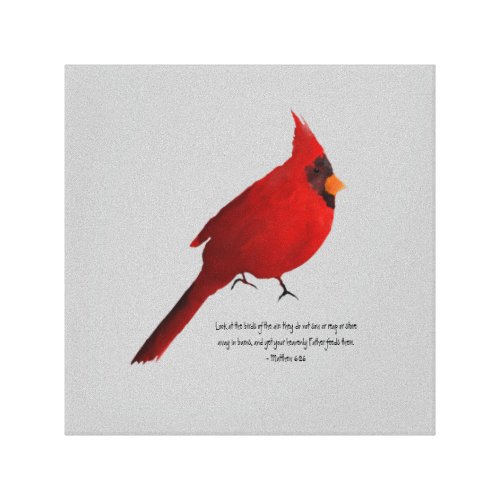 Watercolor cardinal deep dark red saturated Mathew Canvas Print