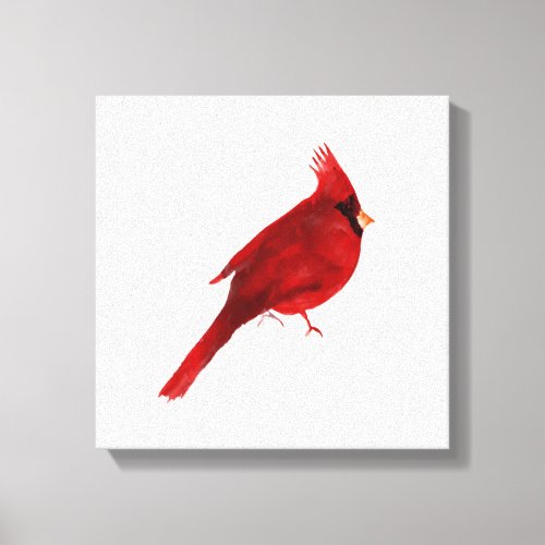 Watercolor cardinal deep rich red saturated   canv canvas print
