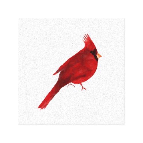 Watercolor cardinal deep rich red saturated   canv canvas print