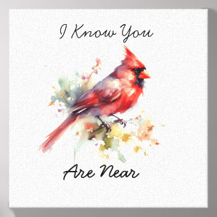 Watercolor Cardinal ''I know'' Personalize Canvas Photo Tile