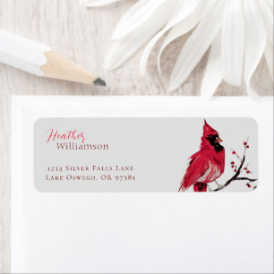 Watercolor Cardinal Return Address Label